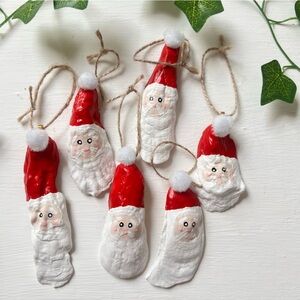Hand Painted Santa Claus Oyster Shell Ornaments - Set of 6
